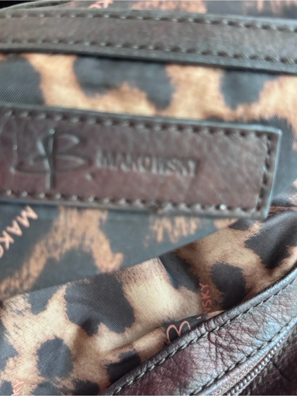 b. makowsky chocolate brown and Tan Leopard Fringe Shoulder Bag - Picture 5 of 13